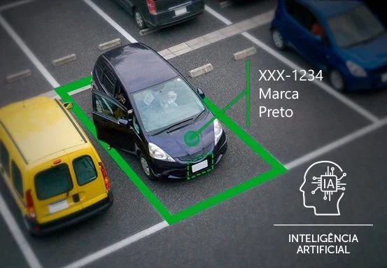 Inteligência artificial identificando placa, marca e cor do veículo